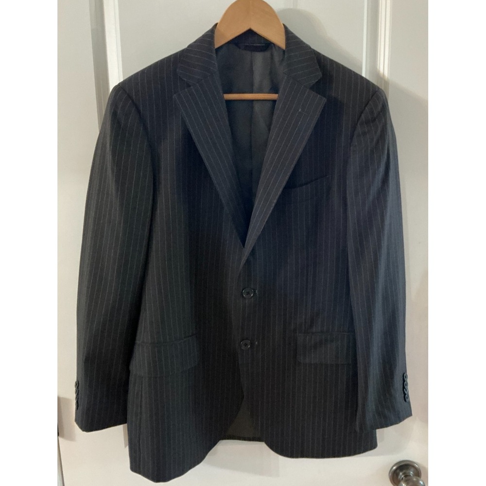 Mitsumine Blazer Jacket Loro Piana Super 130's‎ Wool Charcoal Pinstripe 38R (A5)